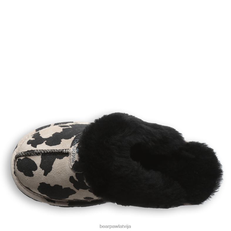 melna govs apdruka sievietes čības BEARPAW loki eksotiski P2XFF293
