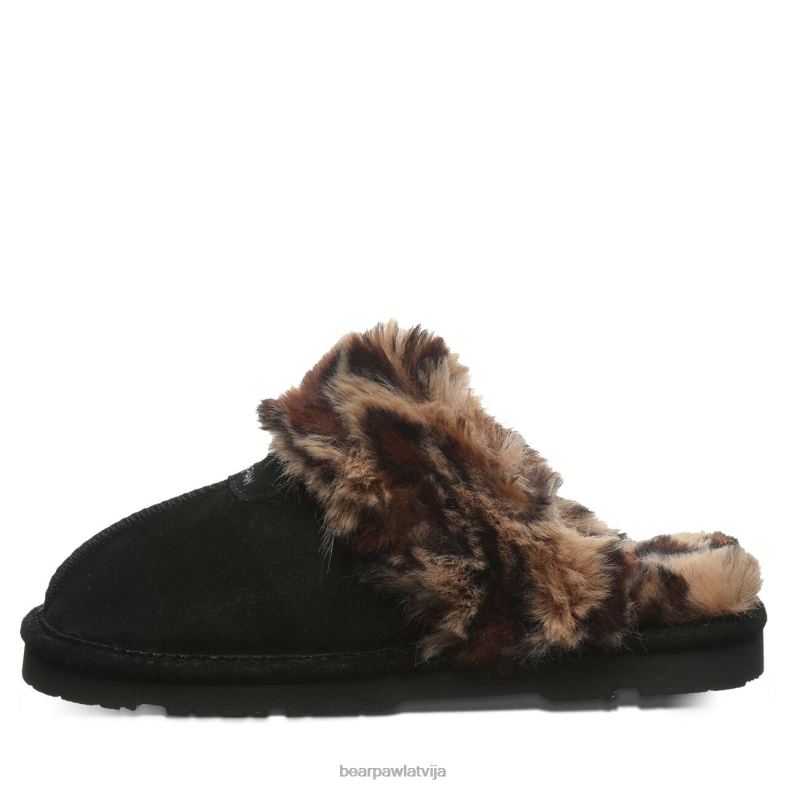 melna/leoparda kažokāda sievietes čības BEARPAW loki P2XFF304