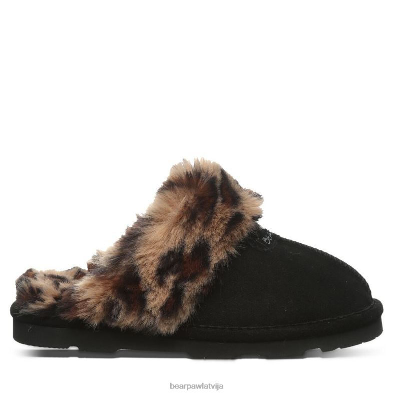 melna/leoparda kažokāda sievietes čības BEARPAW loki P2XFF304