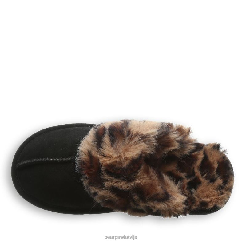 melna/leoparda kažokāda sievietes čības BEARPAW loki P2XFF304
