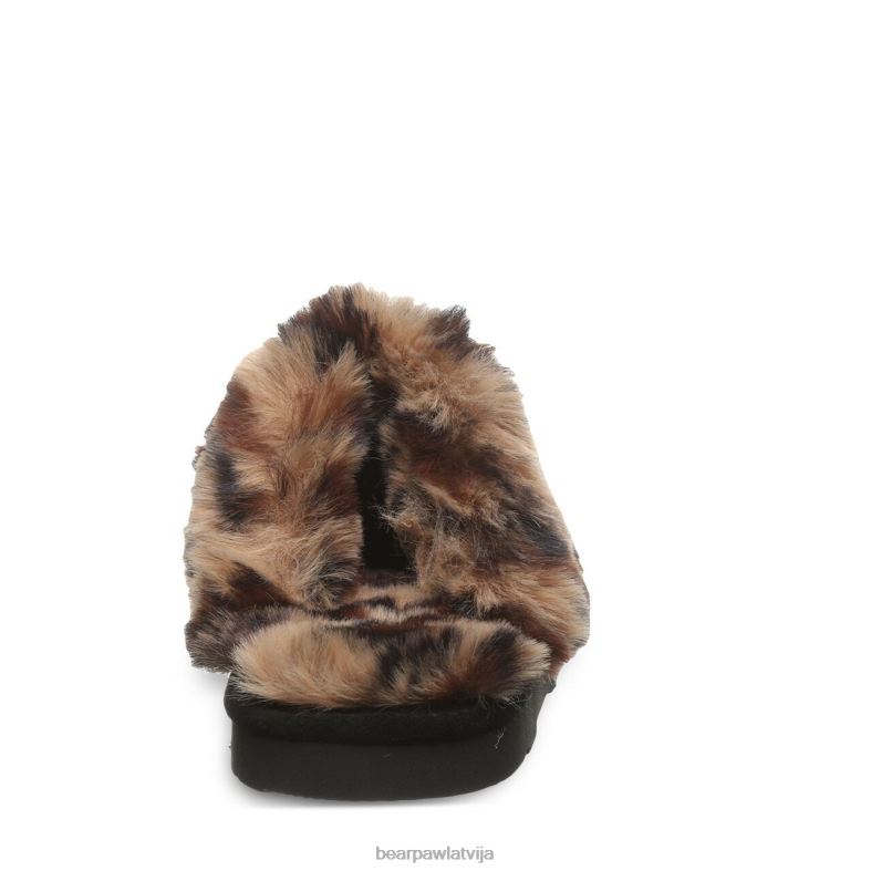 melna/leoparda kažokāda sievietes čības BEARPAW loki P2XFF304