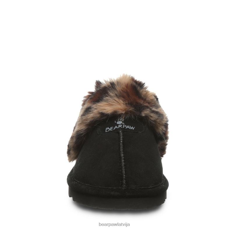 melna/leoparda kažokāda sievietes čības BEARPAW loki P2XFF304