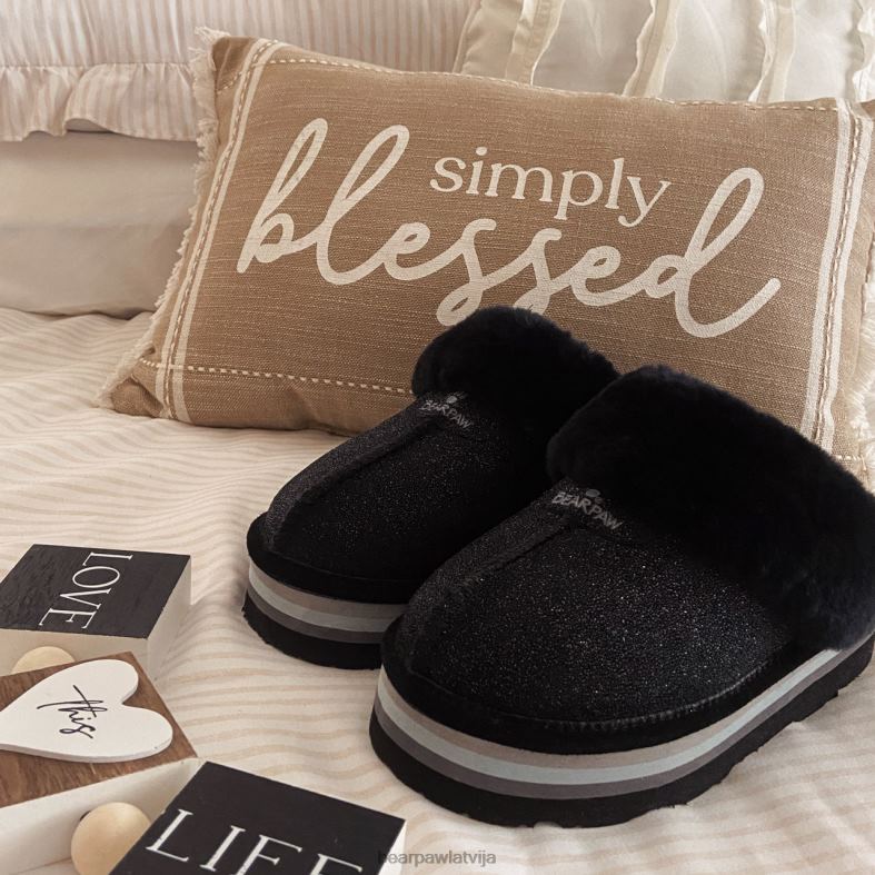melnie ikri sievietes čības BEARPAW retro loki P2XFF320