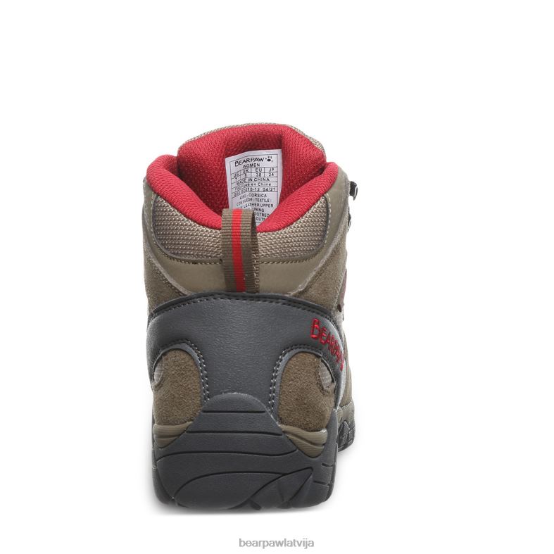 taupe/sarkana sievietes pārgājieni BEARPAW korsikas platums P2XFF330