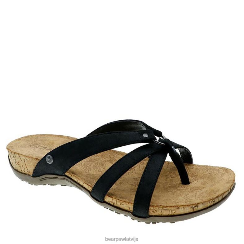 melns sievietes sandales BEARPAW stirnēns P2XFF431