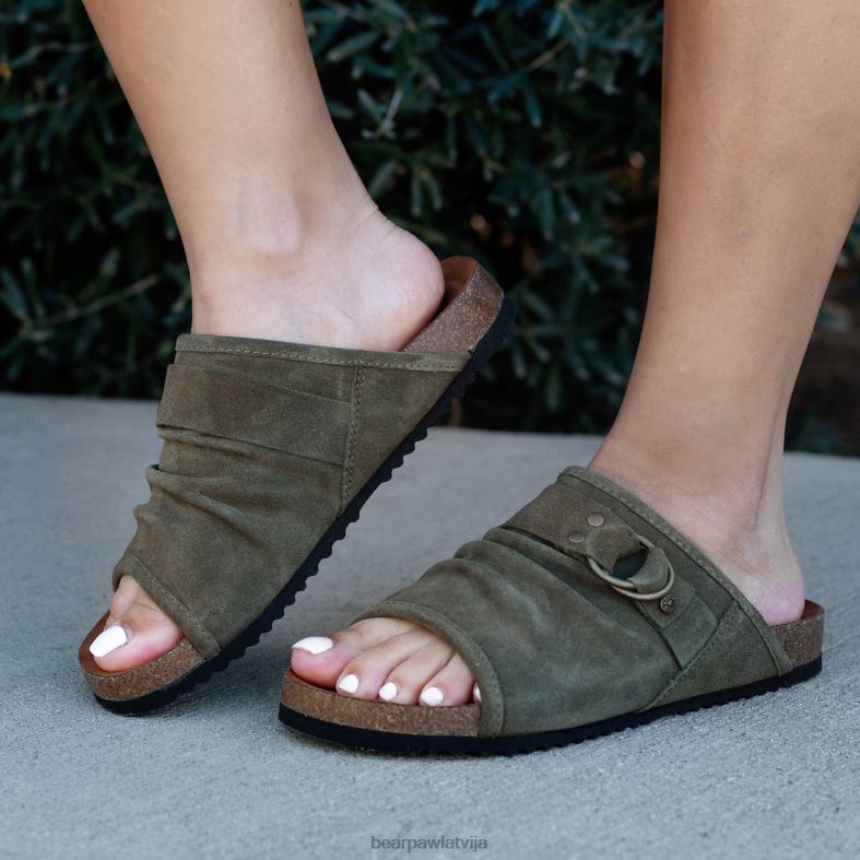 tumšās olīvas sievietes sandales BEARPAW lillija P2XFF464