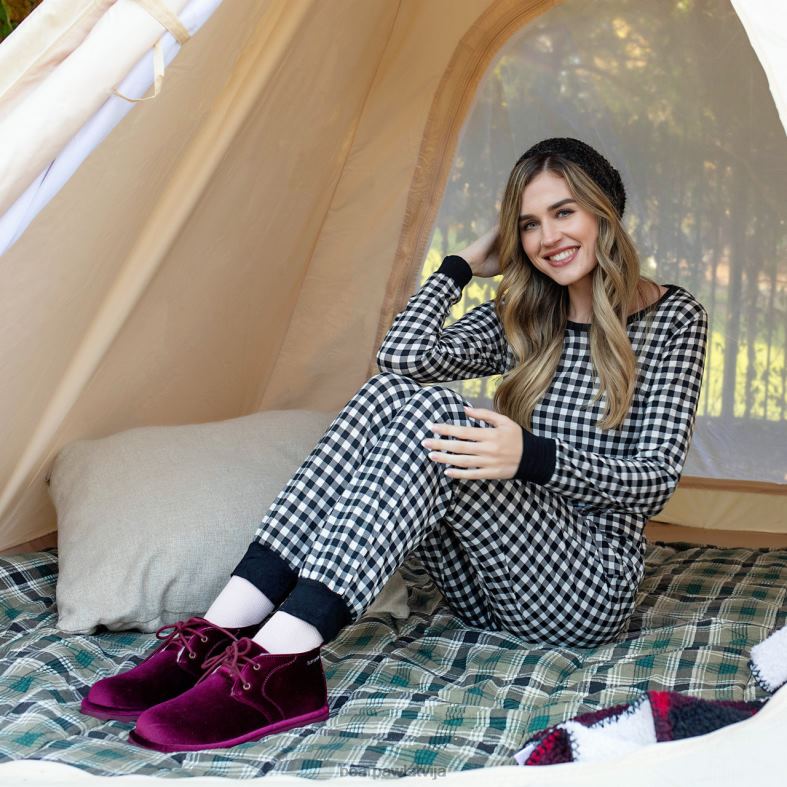 bordo samts sievietes zābaki BEARPAW skye P2XFF35