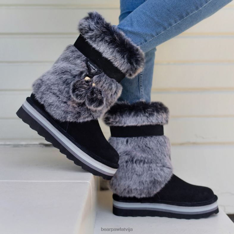melns/pelēks sievietes zābaki BEARPAW retro tama P2XFF27