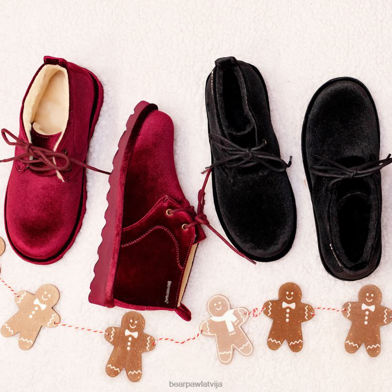 melns samts sievietes zābaki BEARPAW skye P2XFF36