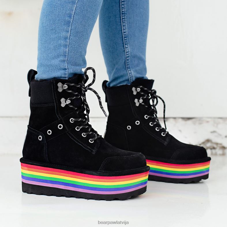melns sievietes zābaki BEARPAW retro Alicia P2XFF14