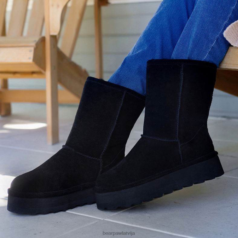 melns sievietes zābaki BEARPAW retro elle P2XFF213