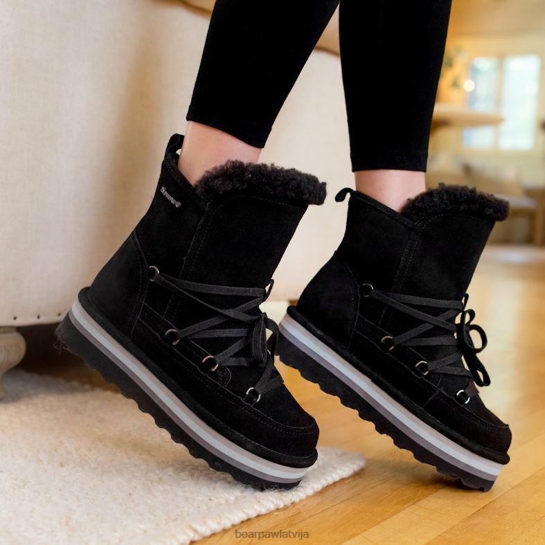 melns sievietes zābaki BEARPAW retro mondi P2XFF153