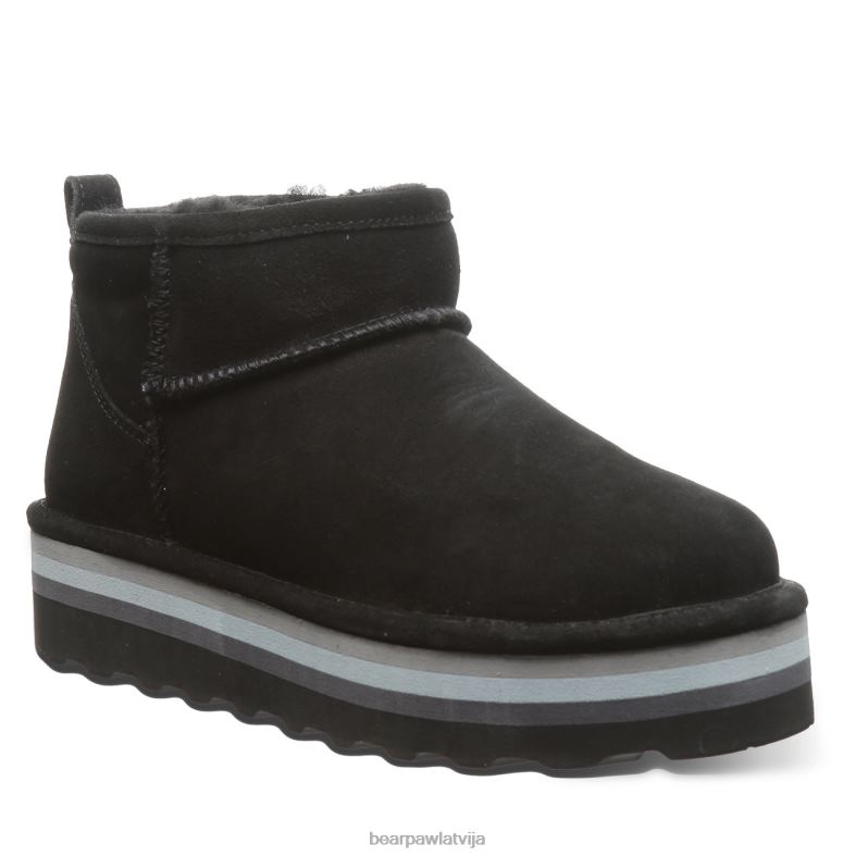 melns sievietes zābaki BEARPAW retro īss P2XFF30