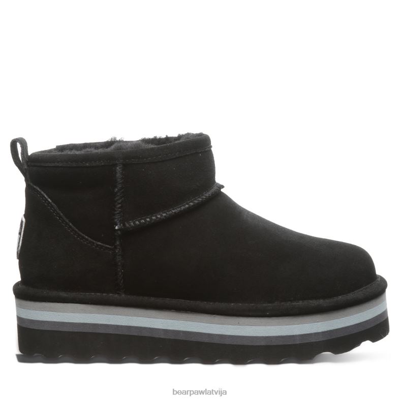 melns sievietes zābaki BEARPAW retro īss P2XFF30