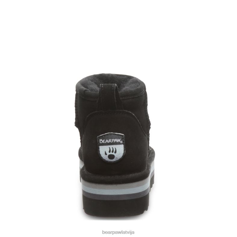 melns sievietes zābaki BEARPAW retro īss P2XFF30