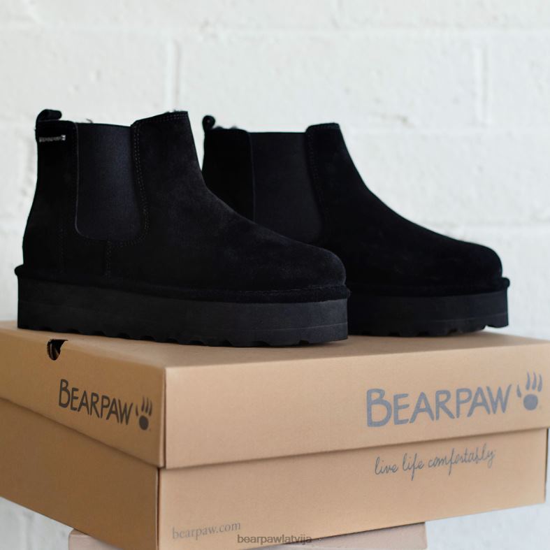 melns sievietes zābaki BEARPAW retro zīmēja P2XFF13