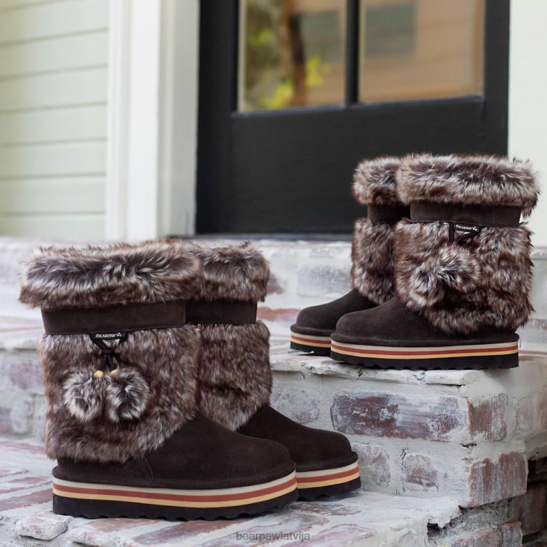 šokolāde sievietes zābaki BEARPAW retro tama P2XFF26