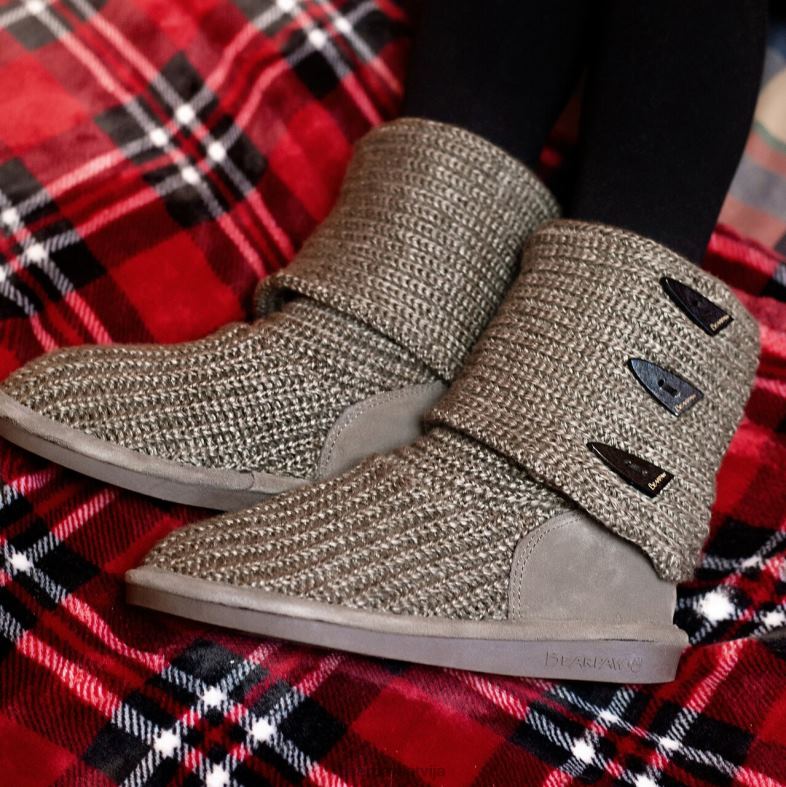 pelēks sievietes zābaki BEARPAW adīt garš P2XFF176